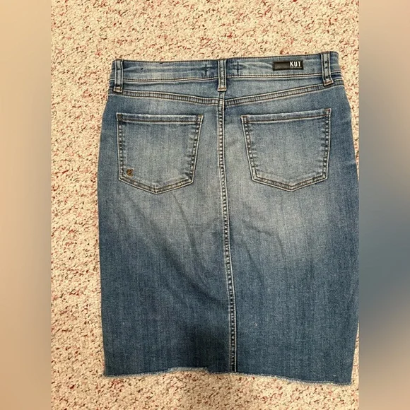 Kut from the Kloth Blue Distressed Denium Skirt - Picture 2 of 6